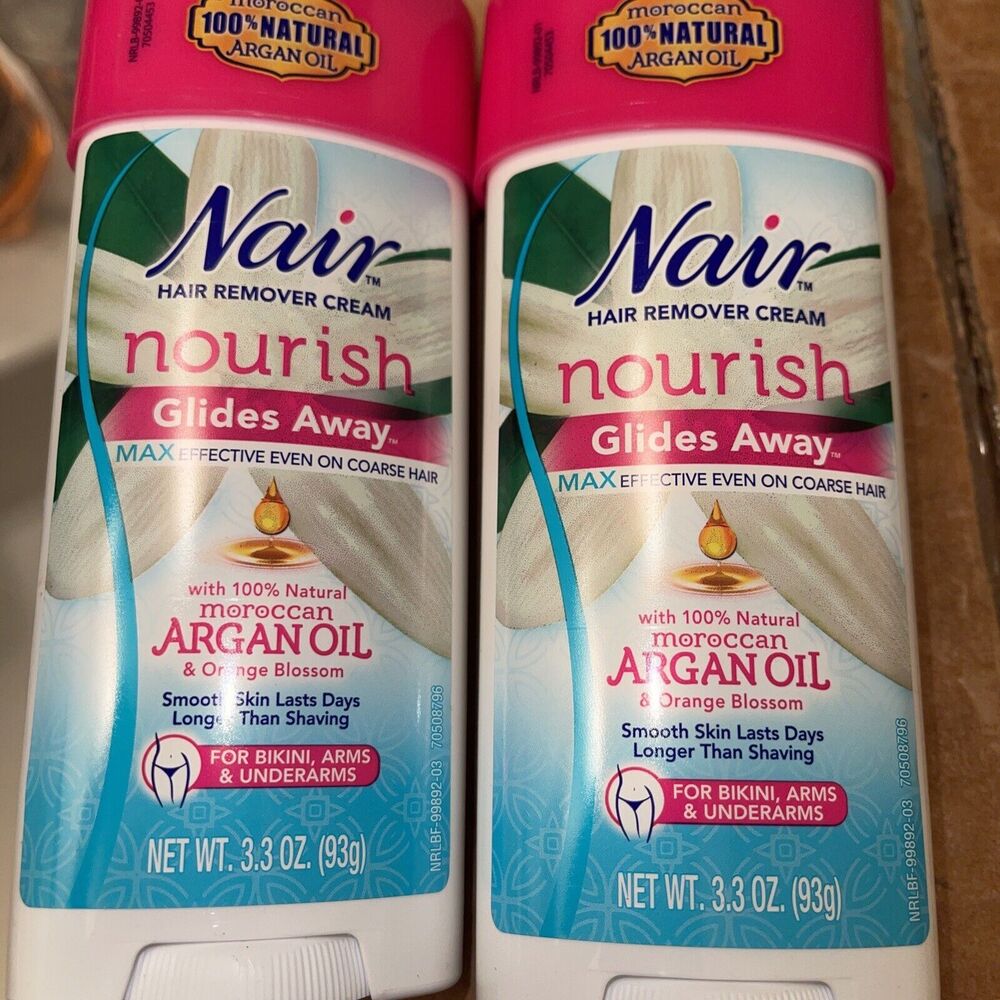 2 Pack NAIR Hair Remover Cream Nourish Glides Away Argan Oil Orange